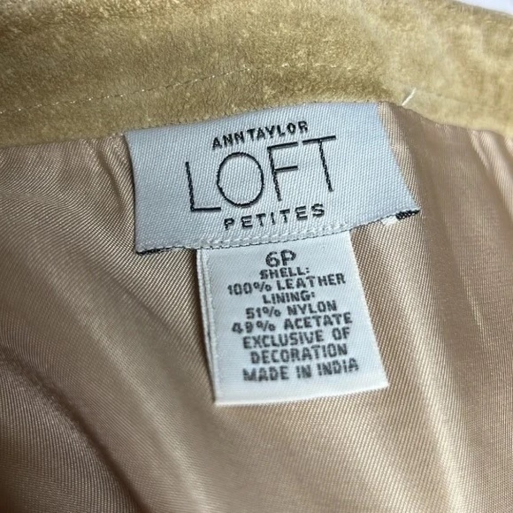 Ann Taylor LOFT Genuine Leather Skirt 6P Camel Suede A-Line Eyelet Hem Luxe - Picture 2 of 3